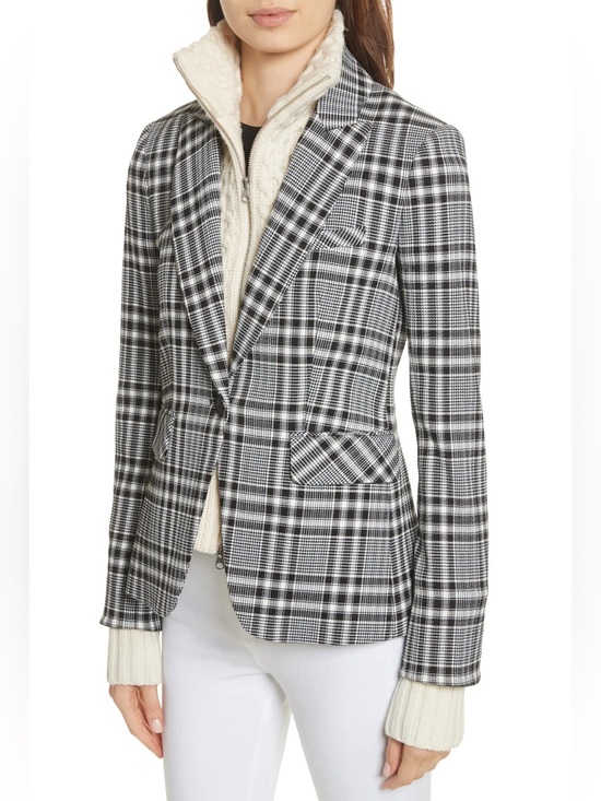 Veronica Beard Jackets & Blazers - VERONICA BEARD Plaid Dickey Jacket One Button Black Blue Glen Plaid Size 2 EUC